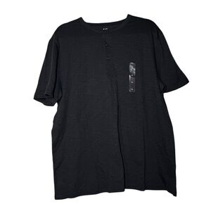 GAP Lived-In Henley Short Sleeve Tee Black Size XL Cotton